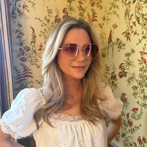 Longchamp Oversized Pink Gradient Aviator Sunglasses